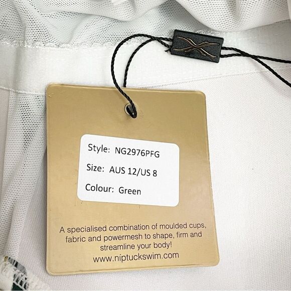 NWT Nip Tuck Swim One Piece Swimsuit Size 8 Green Tropical Palm Ruched Tummy NEW - Picture 10 of 15